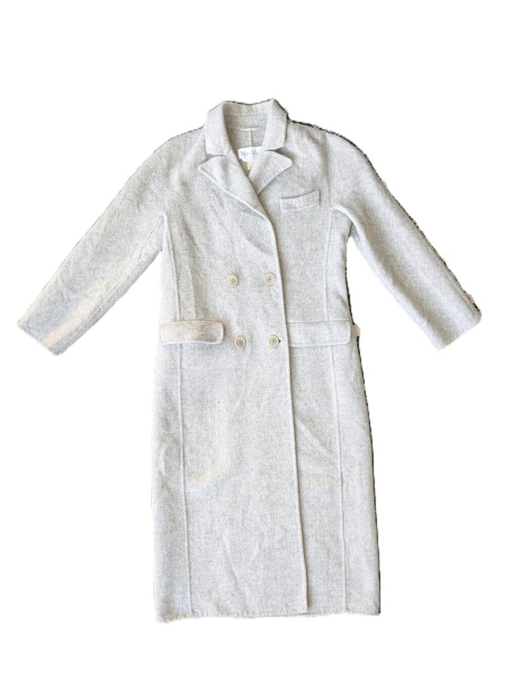 Max Mara Vintage Wool Angora Double-Breasted Long Coat | Size 6
